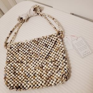 NWT Rachel Ashwell Marbled Beaded Fully lined Bag, Statement Piece